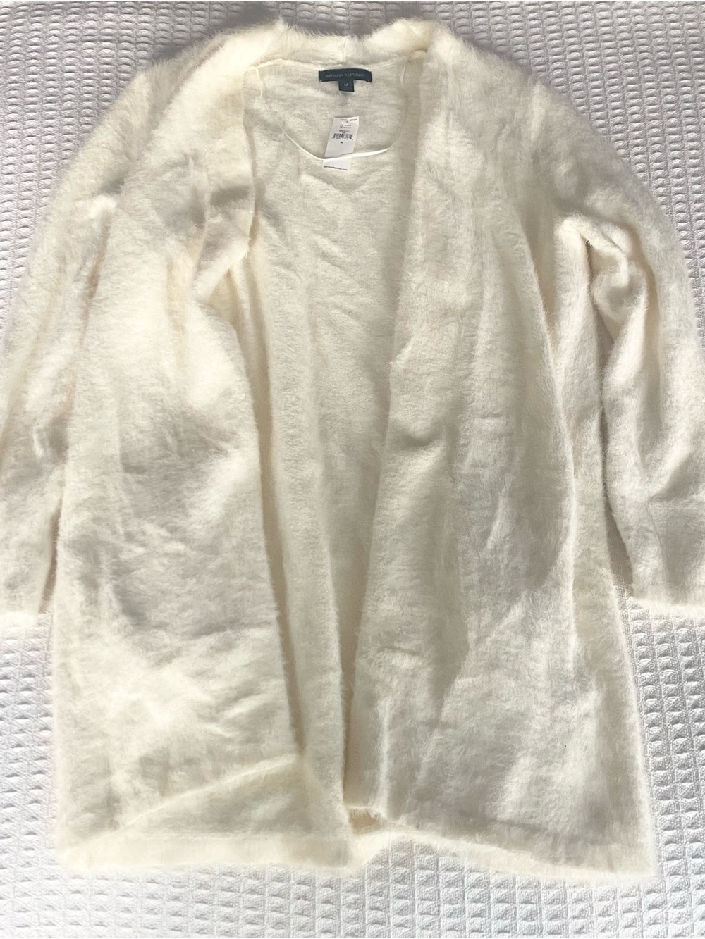 Banana Republic Ivory Open-Front eyelash Cardigan snow day medium NWT